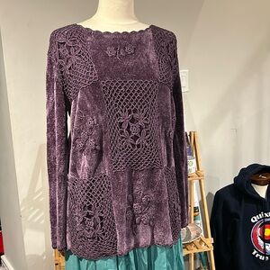 Vintage Knitted Patchwork Sweater Silky Soft Color Purple